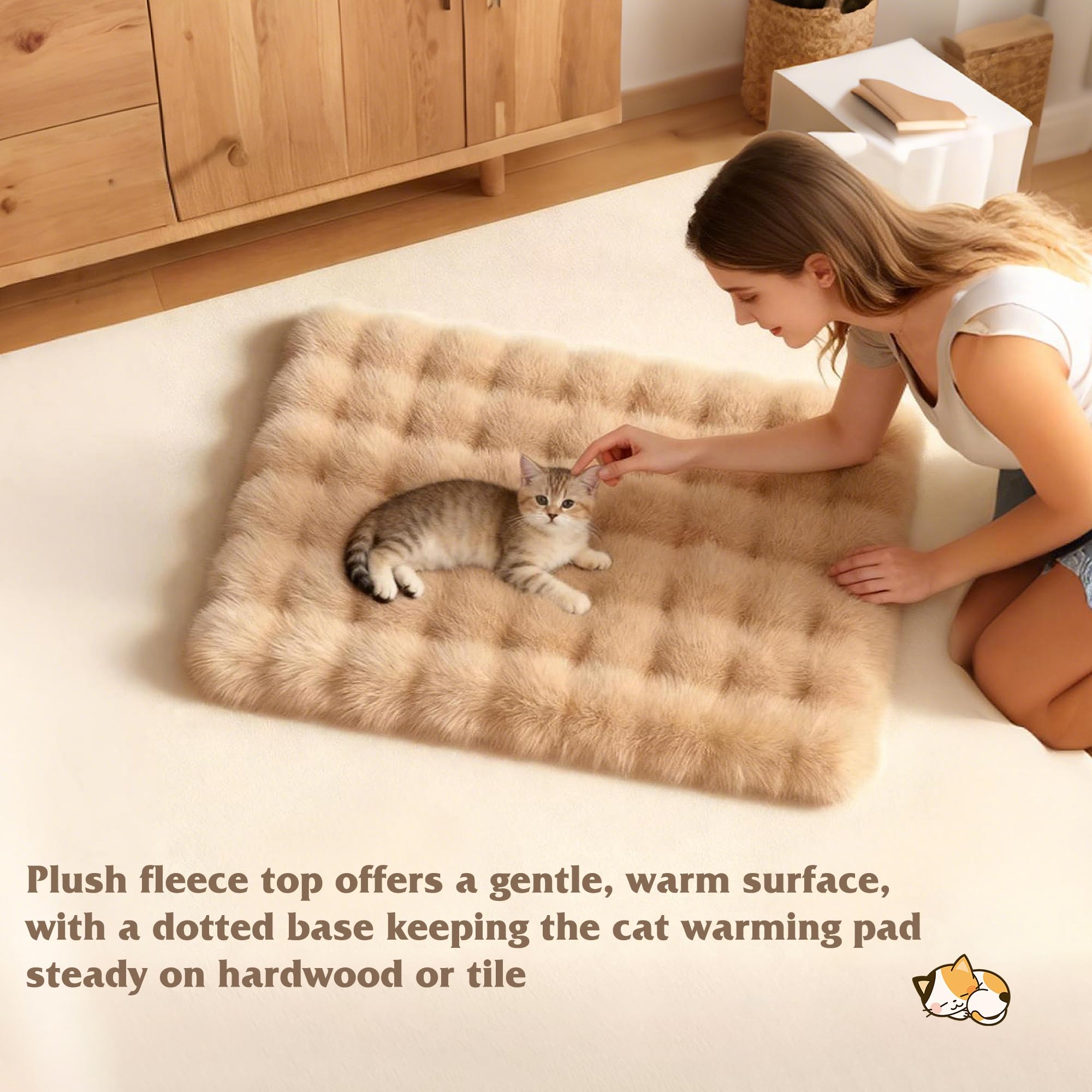 Pedobi self-warming cat bed removable-insert enables easy cleaning