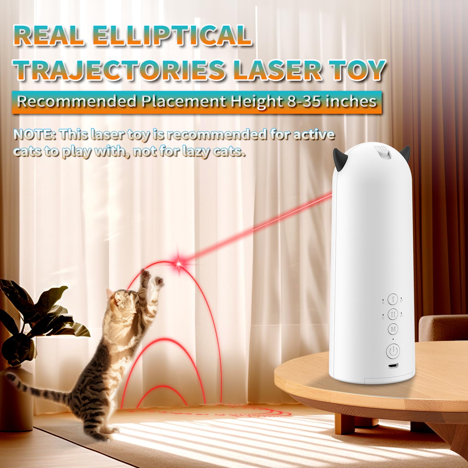 Pedono laser cat toy silent motor for night-time play without disturbance.