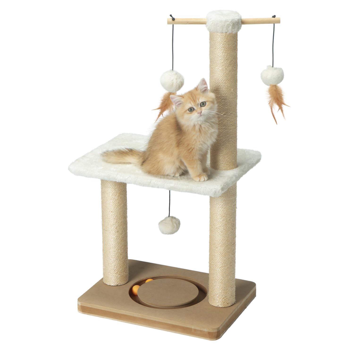 PEEKAB beige cat post blends with home decor.