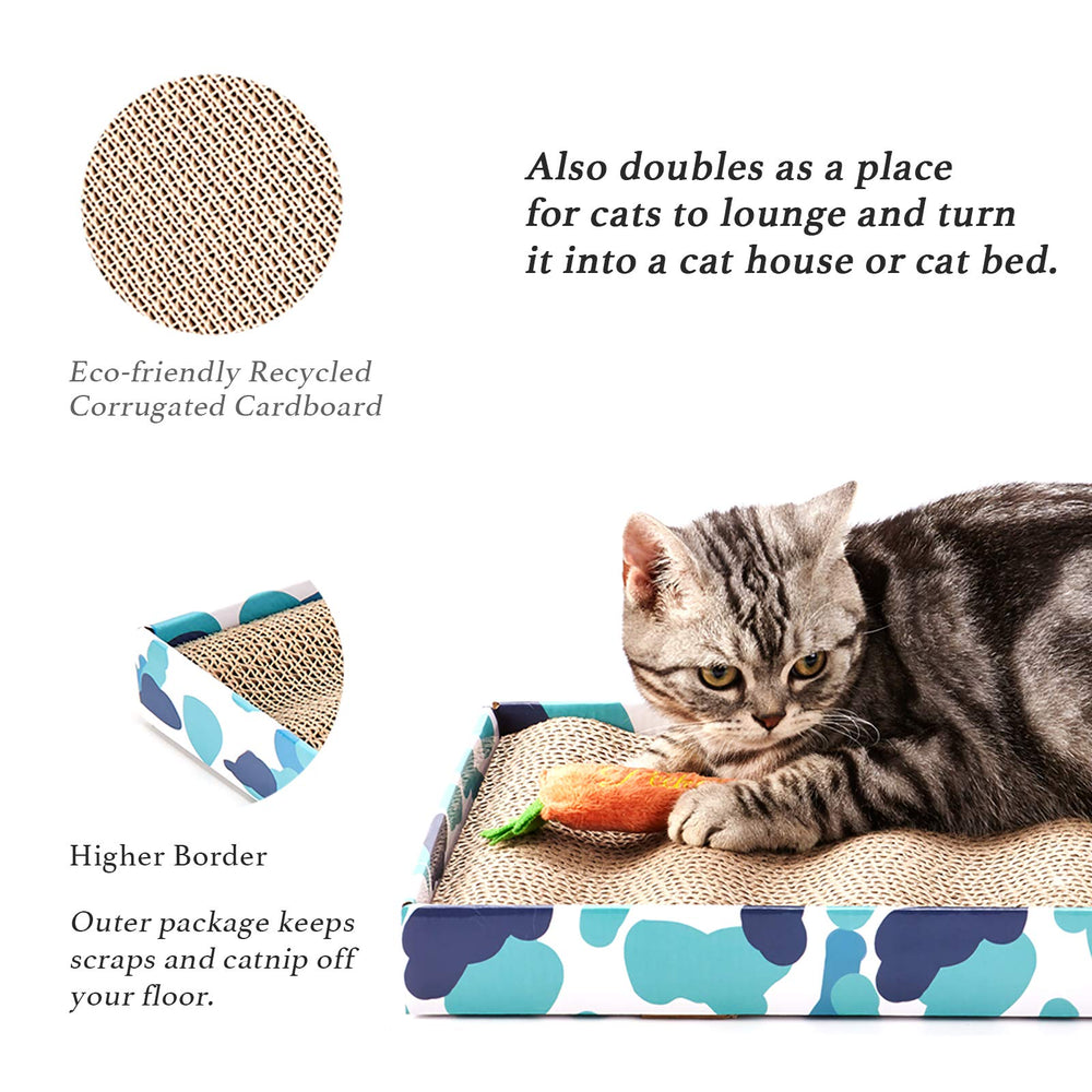 PEEKAB cat-scratcher-cardboard easy-clean-frame highlights tidy flooring and scrap capture.