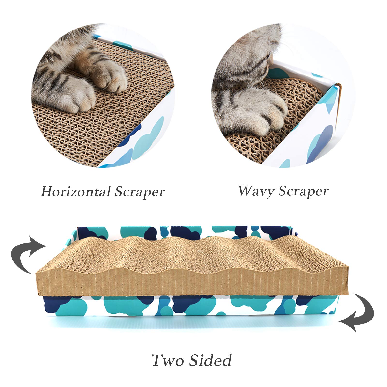 PEEKAB cat-scratcher-cardboard side view shows a multi-use lounge and play area.