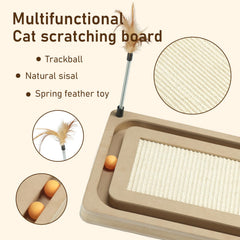 PEEKAB cat scratcher track-ball engages active cats for interactive play.