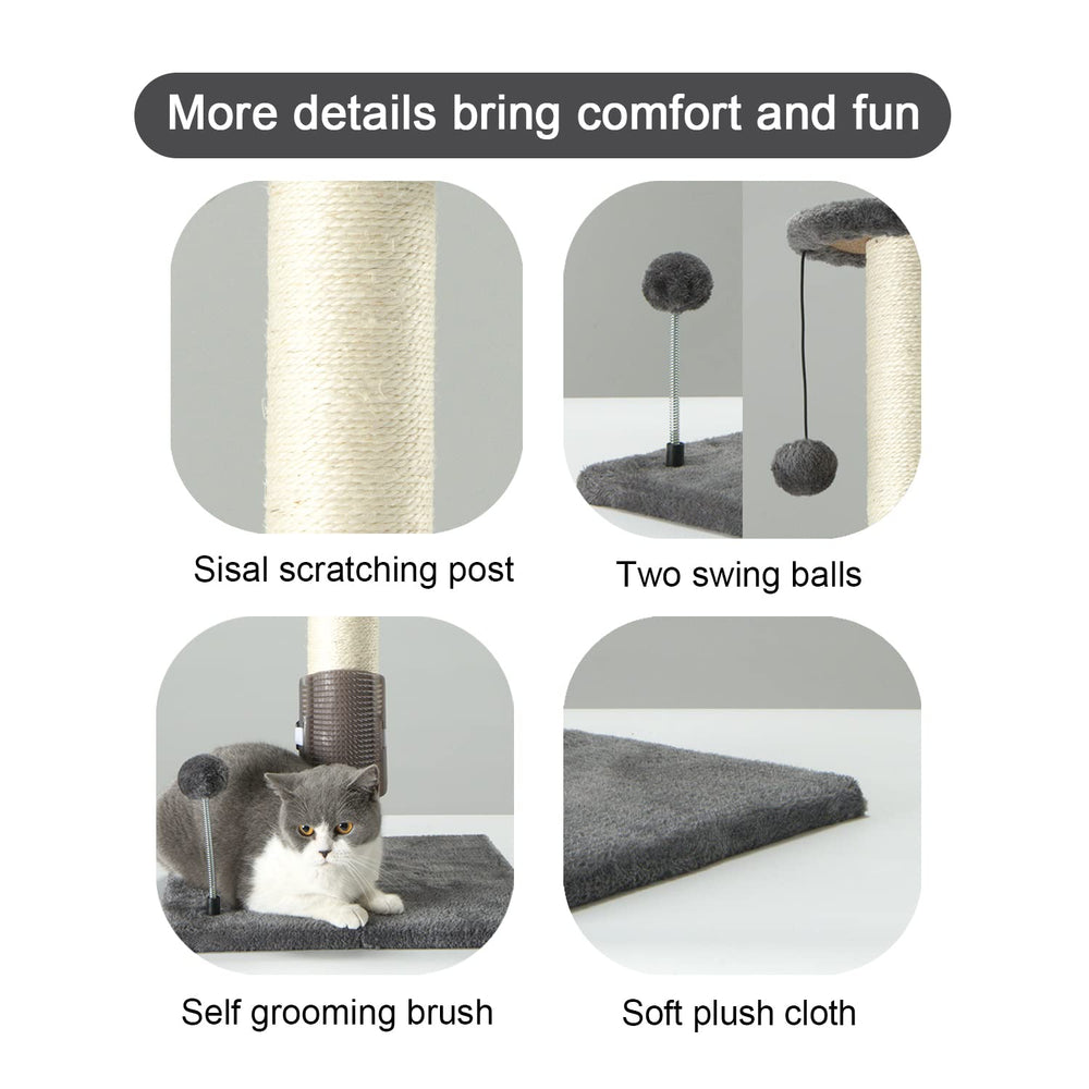 PEEKAB cat scratching post with hanging ball for interactive play