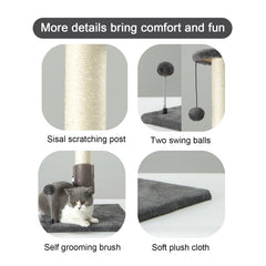 PEEKAB cat scratching post with hanging ball for interactive play