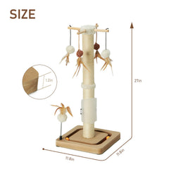 PEEKAB cat scratching post with interactive toys boosts playtime engagement