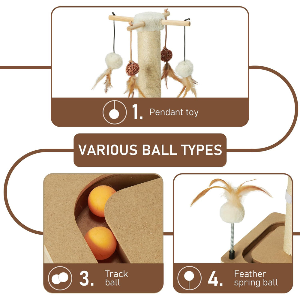 PEEKAB cat scratching post pedestal balls encourage playful chasing