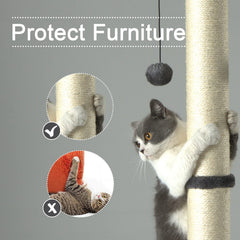 PEEKAB cat scratching post with self-massage brush for grooming sessions