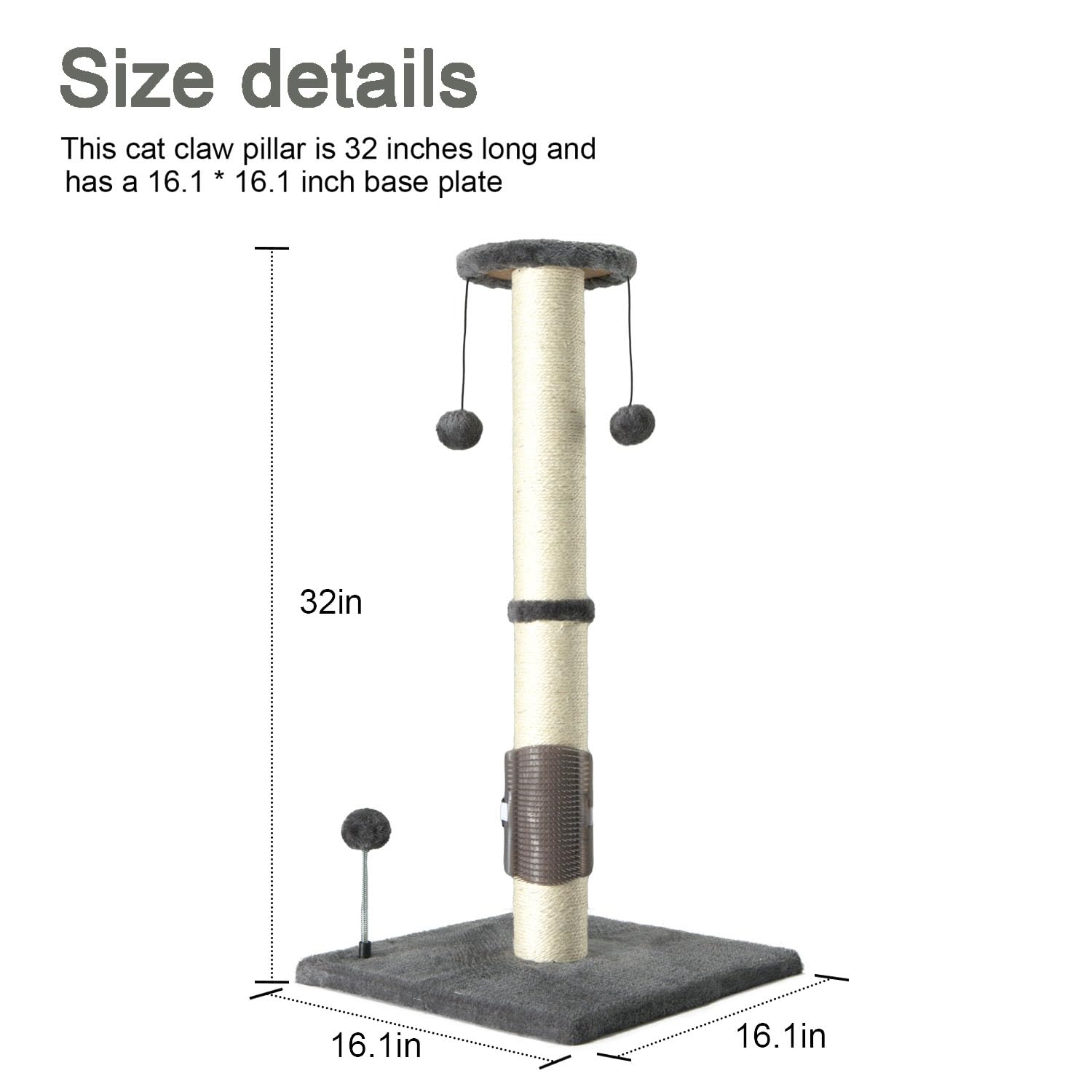 PEEKAB stable square base prevents tipping during playful scratching