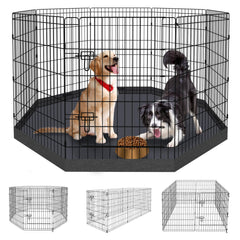 Peekaboo dog pen eight-panel foldable frame ideal for versatile indoor outdoor play.