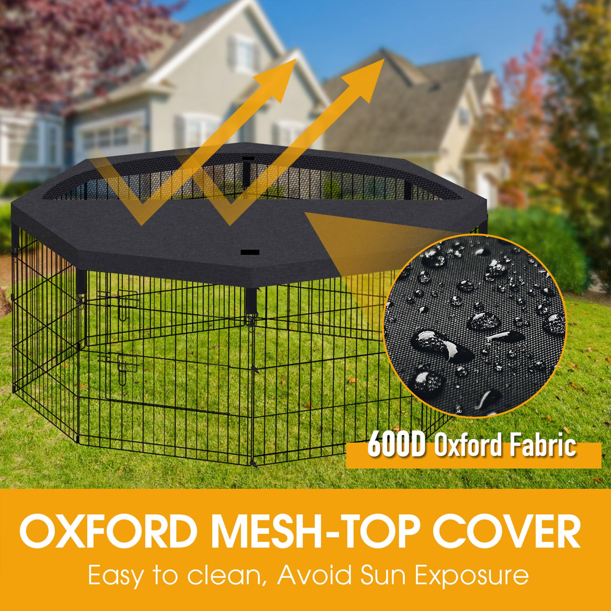 Peekaboo top cover creates a comfortable play space for pets.