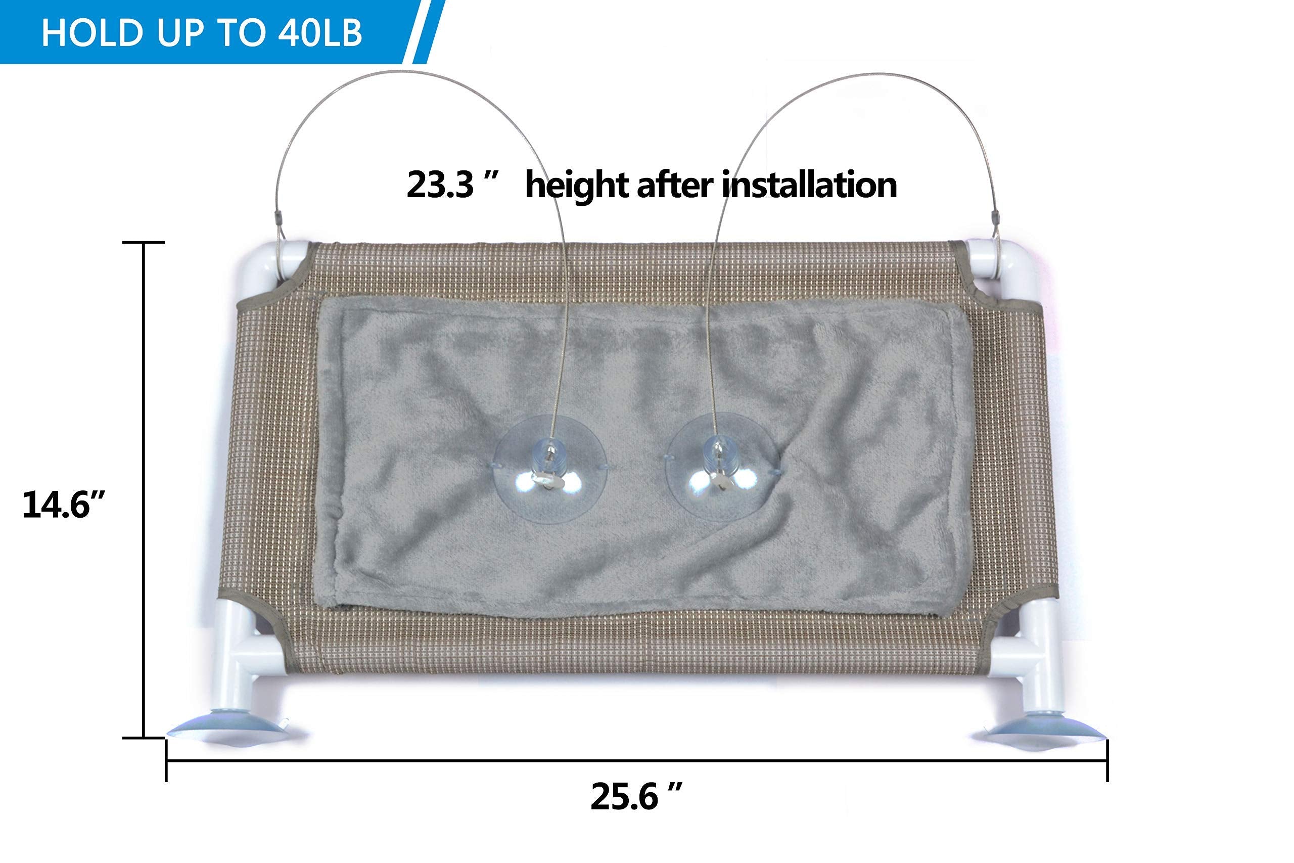PEFUNY Cat Window Hammock with plush flannel cover for cozy naps.