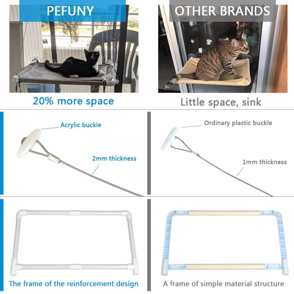 PEFUNY Cat Window Hammock supports large or multiple cats safely.