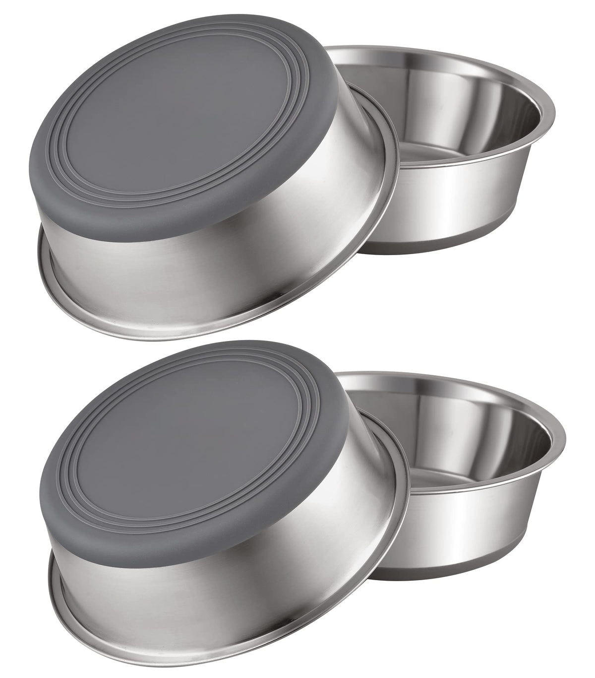 PEGYY11 four-pack nonslip stainless steel dog bowls for mess-free meals.
