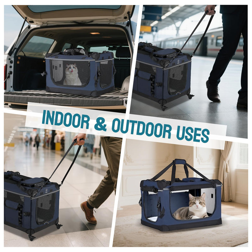 PEGIC 24-inch foldable cat carrier folded storage compact for convenient transport.