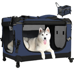 PEGIC 30in soft collapsible dog crate with wheels enables easy rolling during travel and vet visits