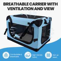 PEGIC carrier uses seat belt straps for secure travel in back seat