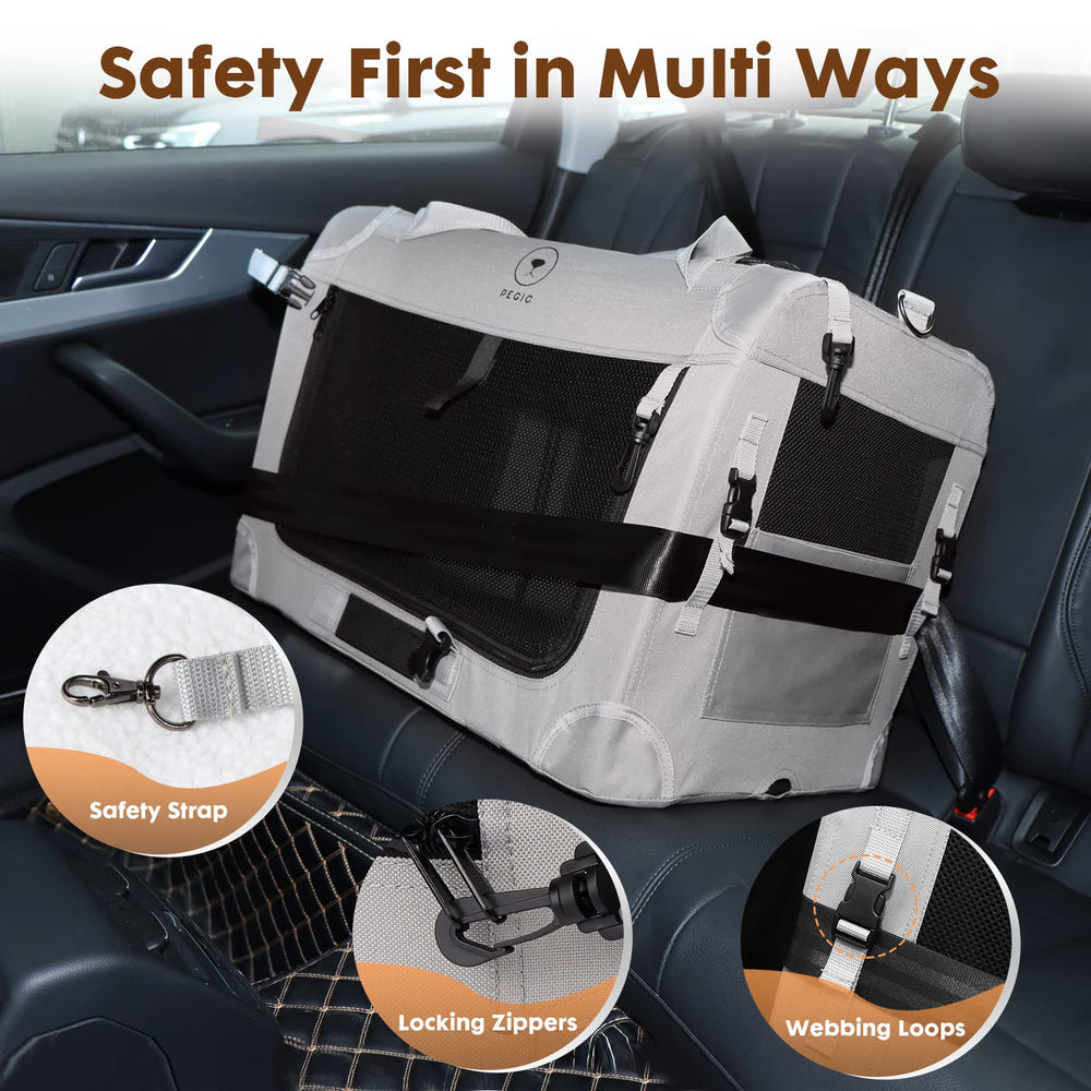 PEGIC extra large cat carrier accessory pockets help organize treats and waste bags