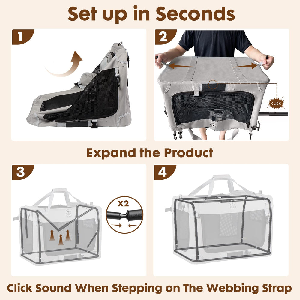 PEGIC extra large cat carrier collapse demonstrates compact folding for storage