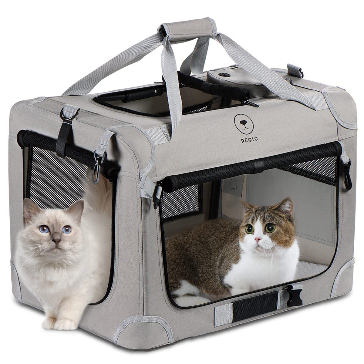 PEGIC extra large cat carrier setup demonstrates quick assembly for travel