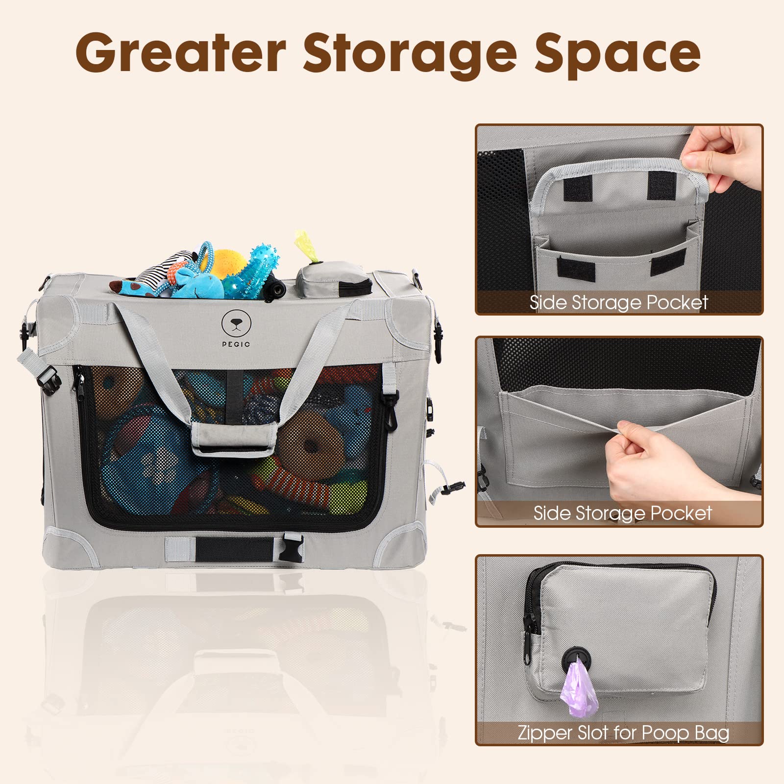 PEGIC extra large cat carrier shoulder-carry option offers comfortable transport during trips