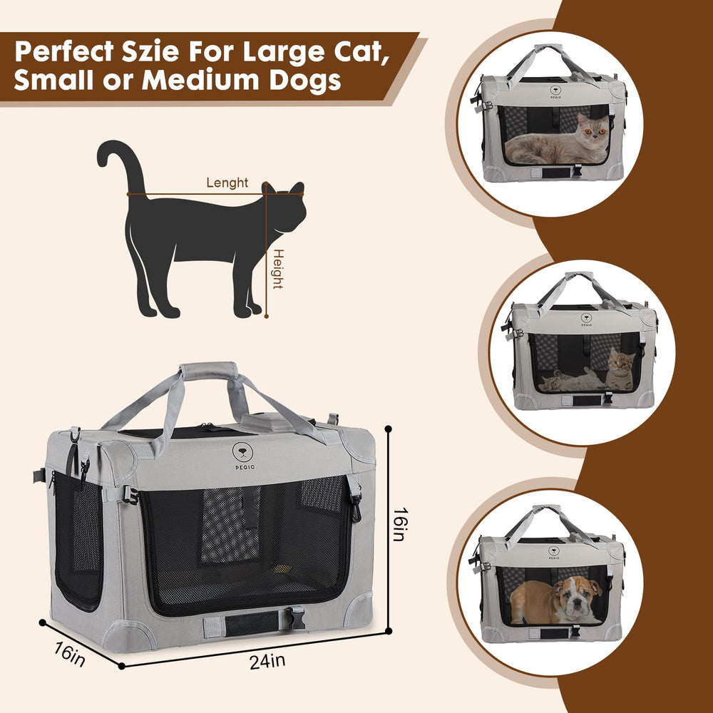 PEGIC extra large cat carrier spacious interior supports two cats or a medium dog