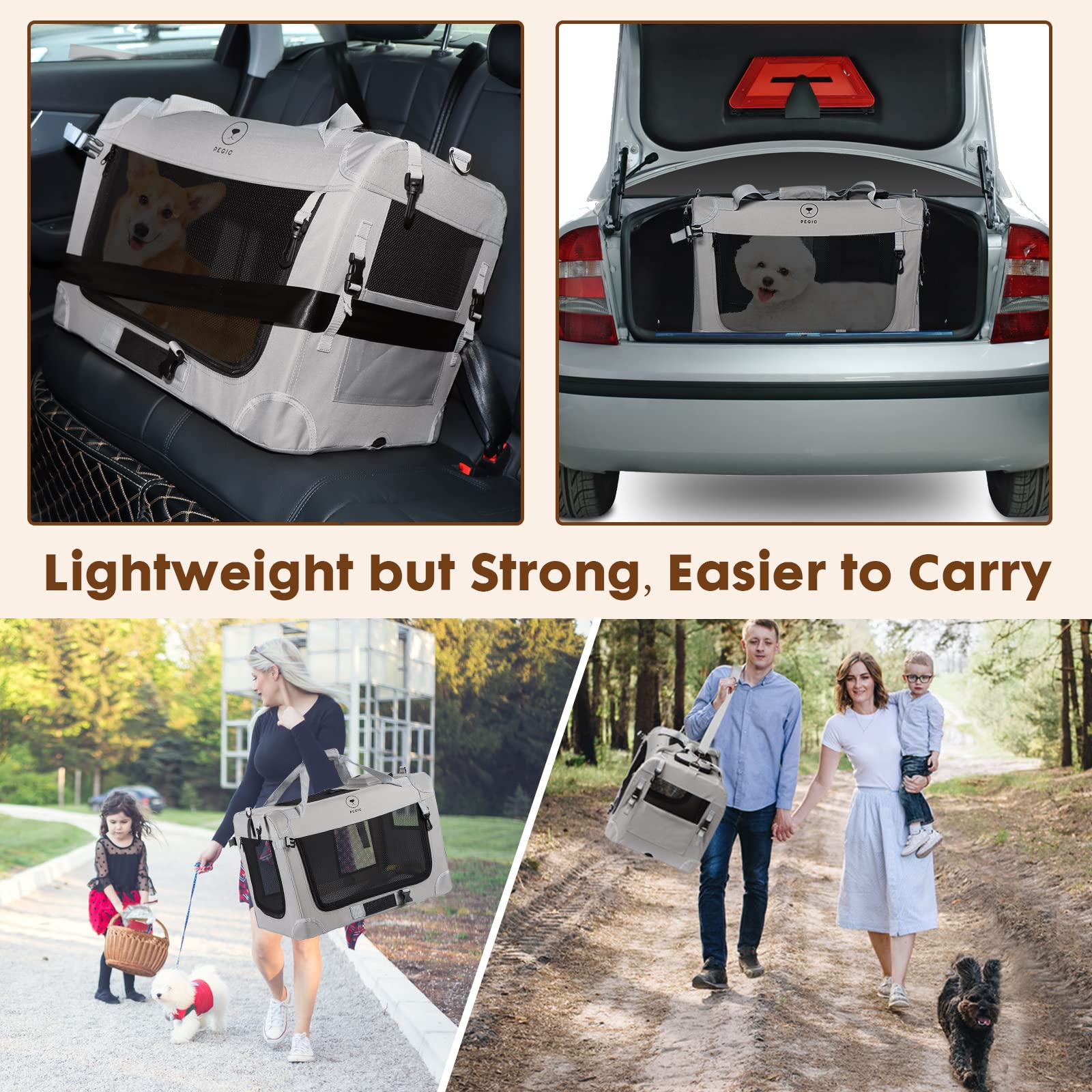 PEGIC extra large cat carrier three mesh windows enhance ventilation and pet visibility
