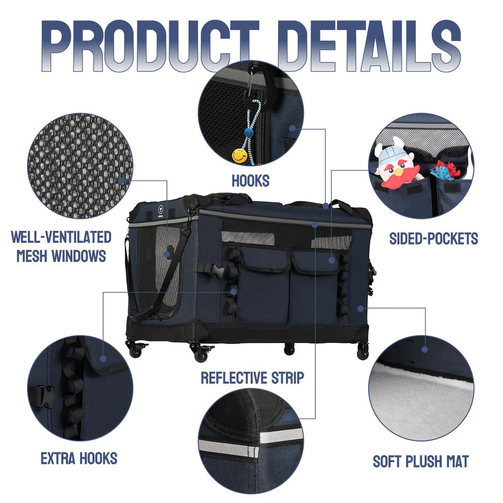 PEGIC folding dog crate designed for indoor and outdoor use, easy storage when not in use
