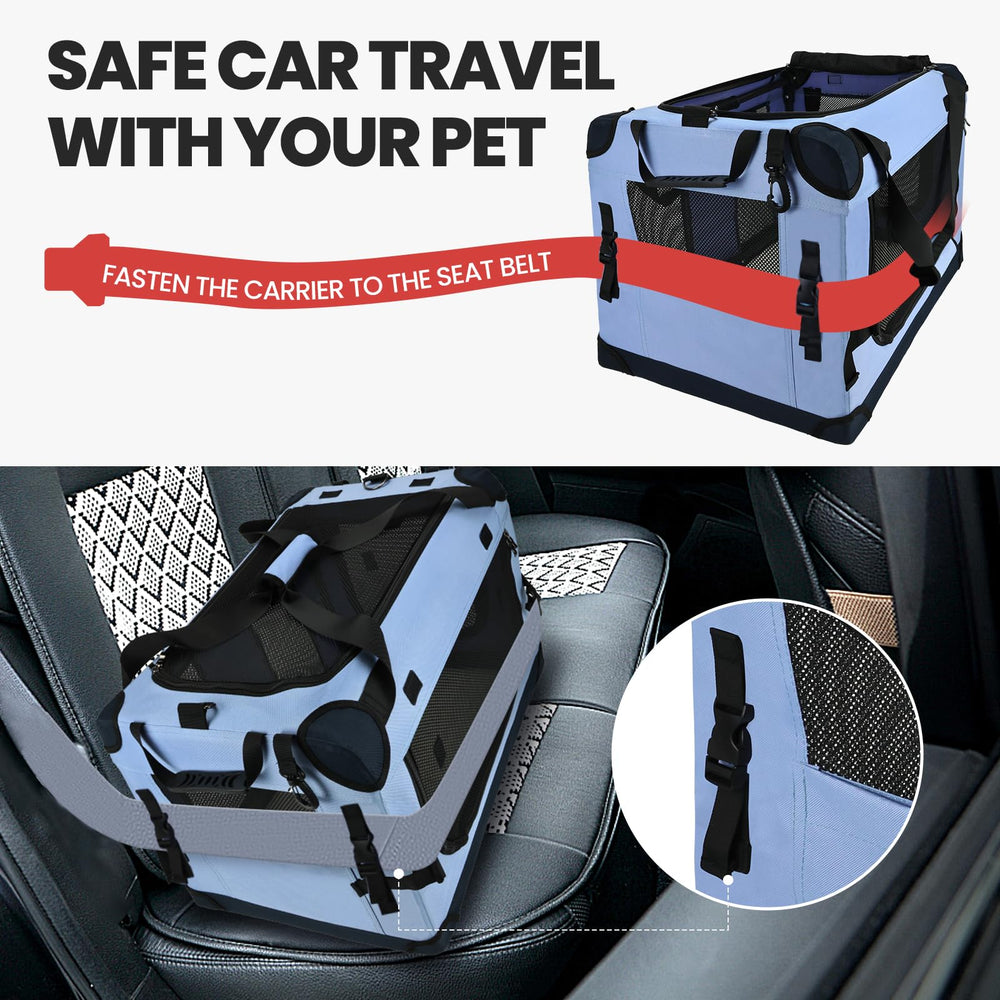 PEGIC large cat carrier blue interior spacious view suitable for two kittens or a larger cat.