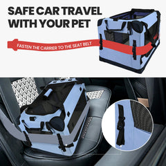 PEGIC large cat carrier blue interior spacious view suitable for two kittens or a larger cat.
