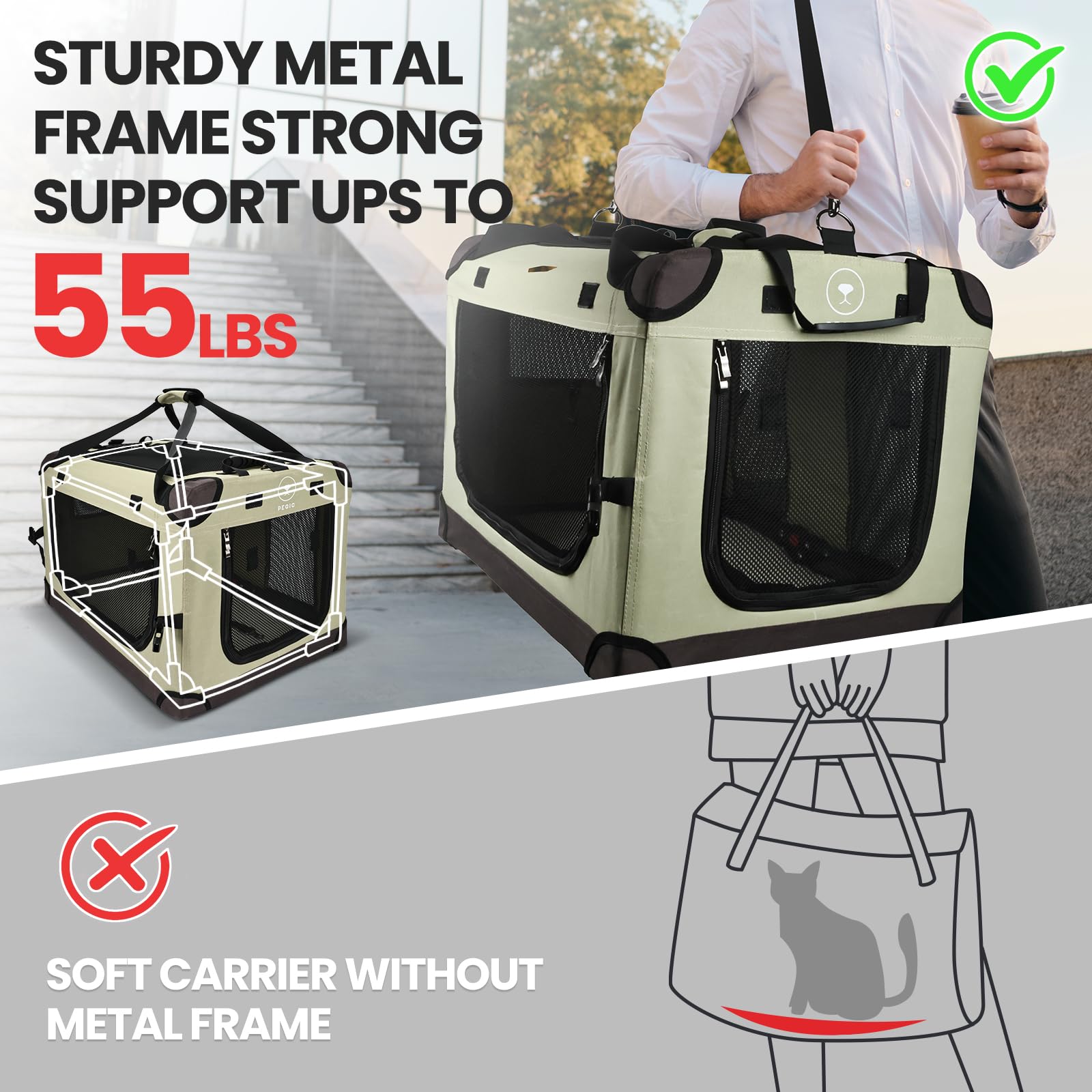 PEGIC large cat carrier interior space fits two kittens or a puppy.