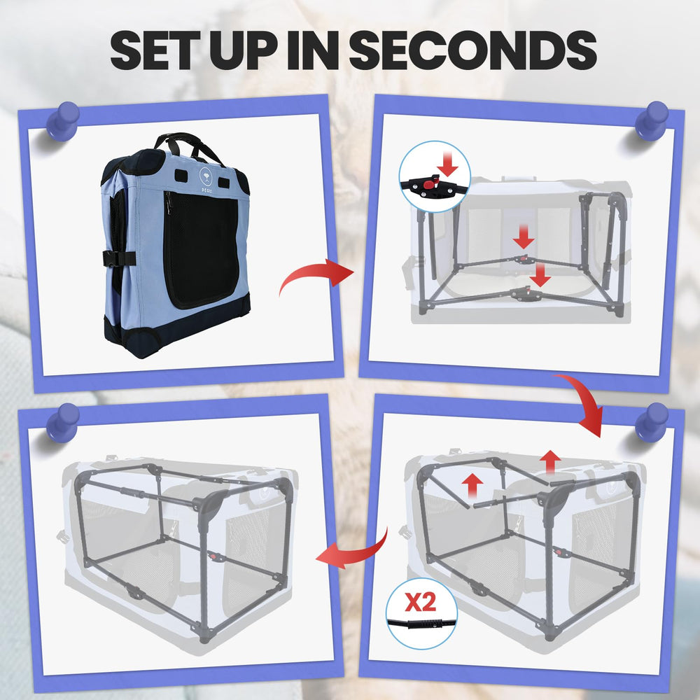 PEGIC large cat carrier blue used indoors and outdoors for versatile pet shelter.