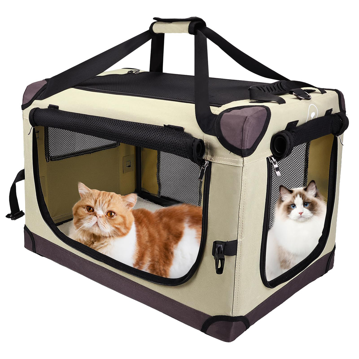 PEGIC large cat carrier demonstrates sturdy structure for secure car travel.