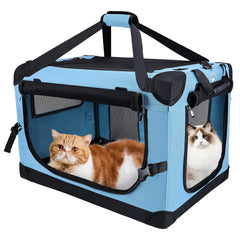 PEGIC large cat carrier in teal shows sturdy structure for secure car travel