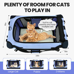 PEGIC large cat carrier blue showing top ventilation mesh for breathable airflow.