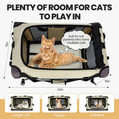 PEGIC cat carrier shows mesh windows for ventilation and visibility.