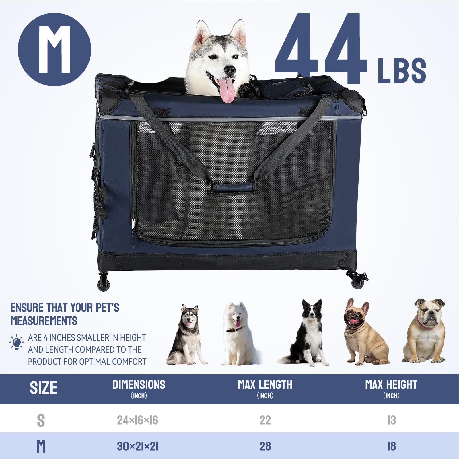PEGIC dog crate with side pockets keeps treats and leashes within easy reach