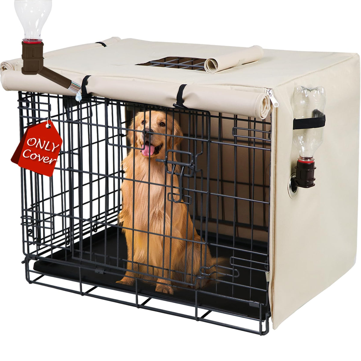 Peipaws 24-inch crate cover side nozzle hydration access for dogs
