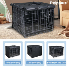 Peipaws kennel cover demonstrates top ventilation window and roll-up flaps for airflow.