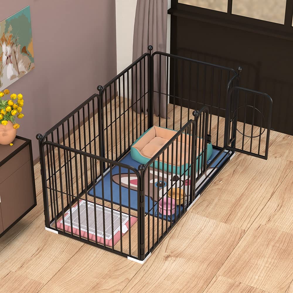PEIPOOS dog panel hexagon-setup shows customizable enclosure for irregular spaces.