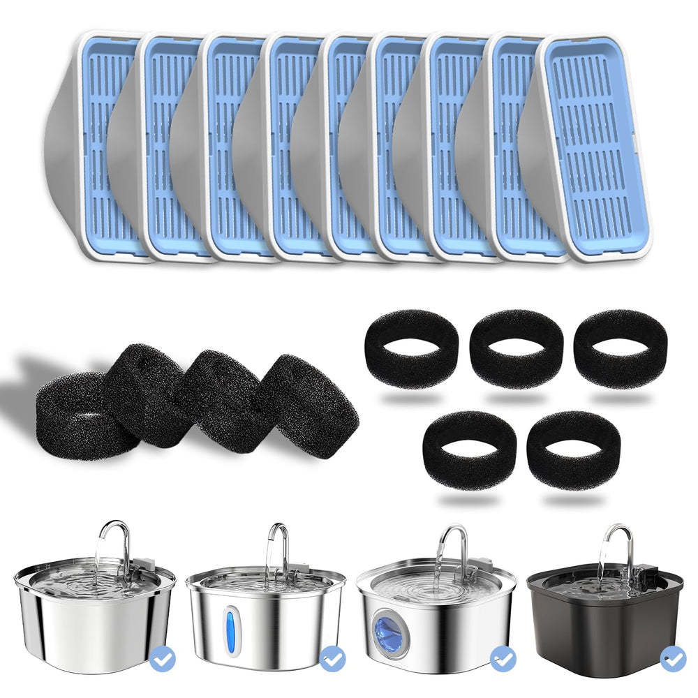 PEKTACO cat water fountain filters 9-pack ready for simple replacement and improved hydration.