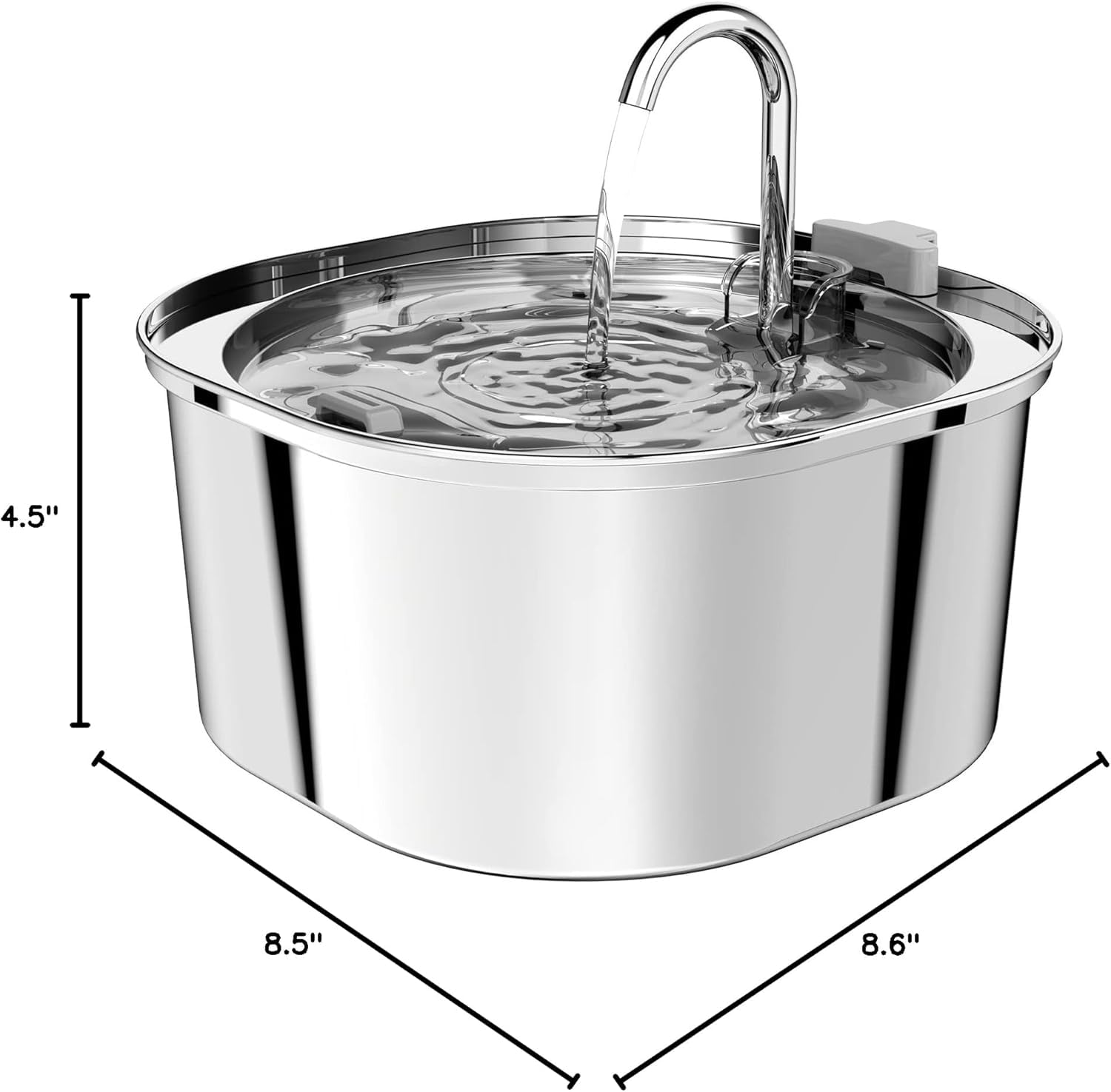 PEKTACO 108oz capacity shown for 1–3 pets between refills.