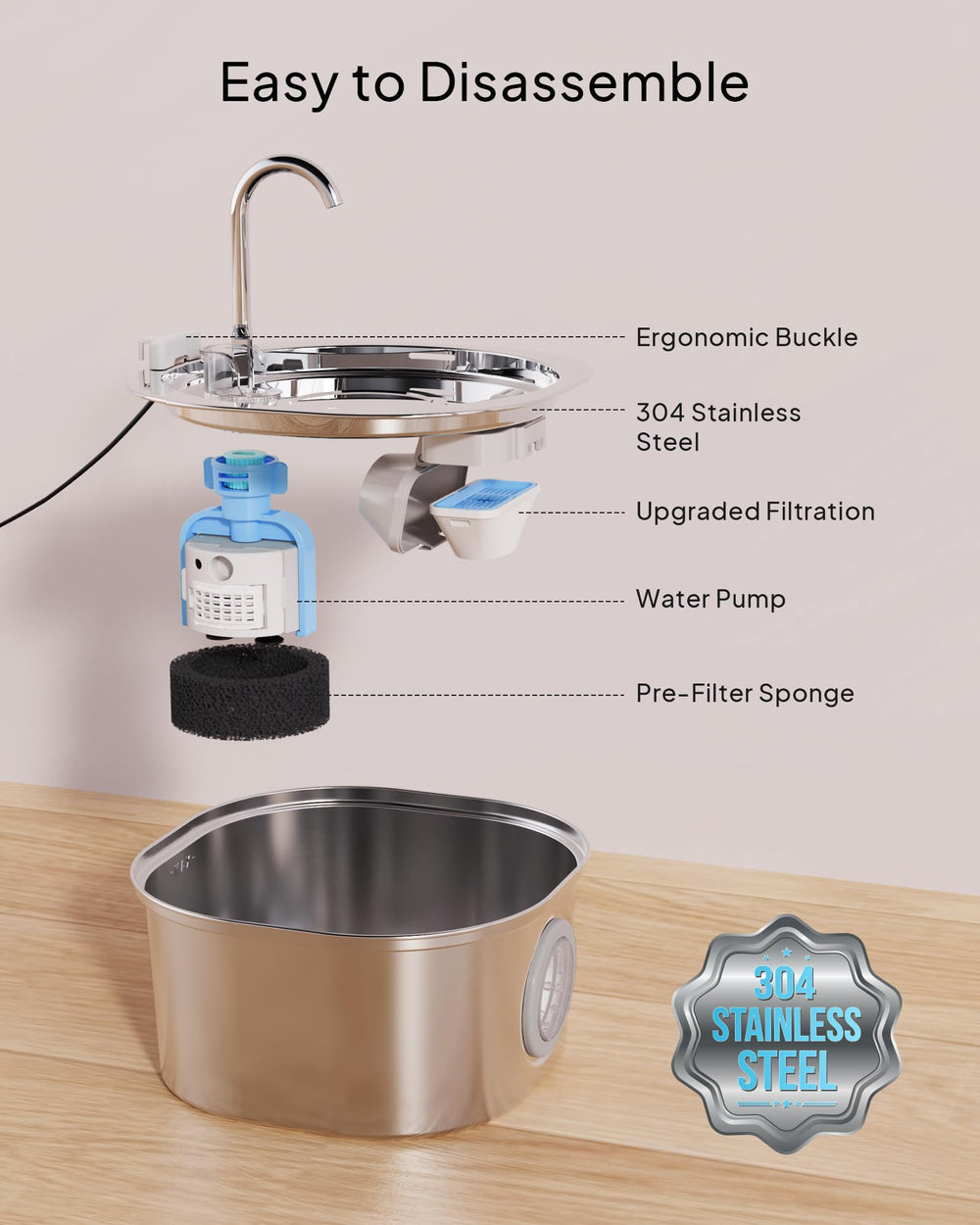 PEKTACO ultra-quiet-pump keeps sound under whisper-quiet levels for quiet spaces.
