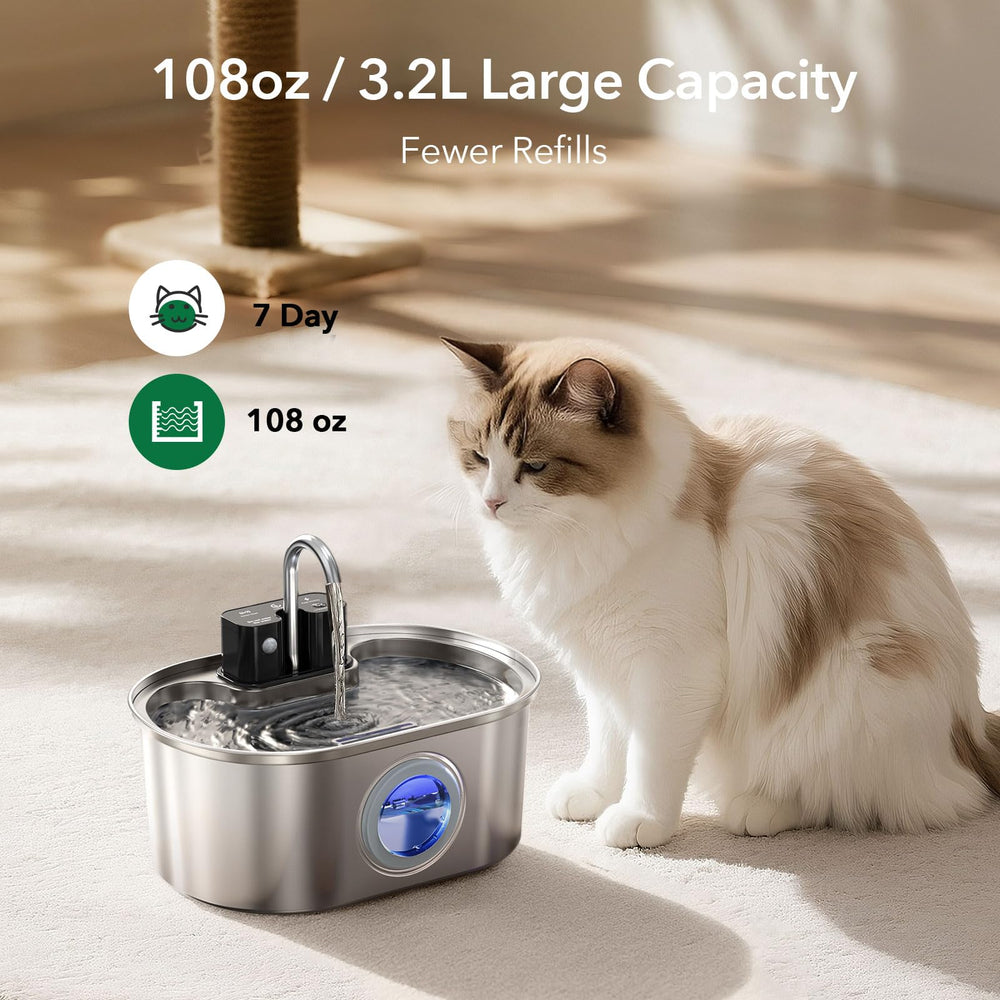 PEKTACO cat water fountain visual water level window helps monitor remaining water.