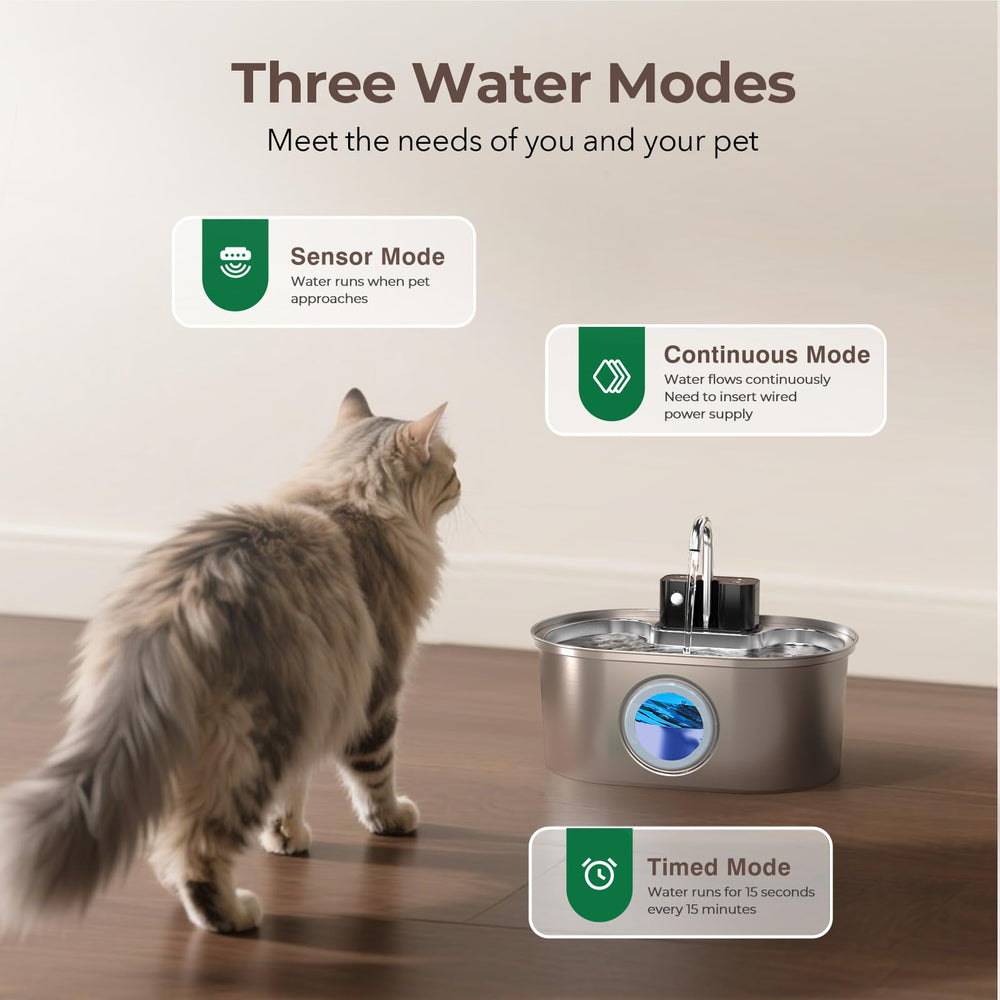 Pektaco motion-sensing mode engages hydration when your cat approaches.