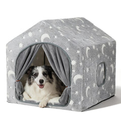 Pelemee indoor dog house frame assembly shows sturdy structure for easy setup
