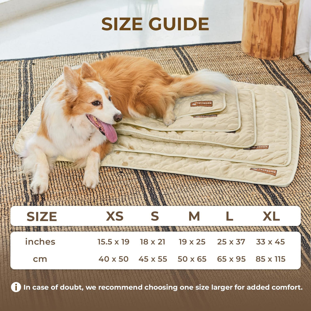 Pelsbarn dog cooling mat beige anti-slip feature on tile floors
