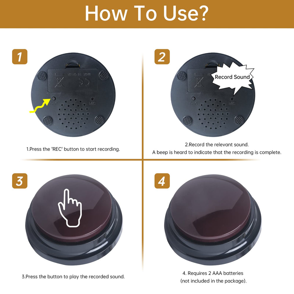 PELTEFLU battery-powered recording button runs on two AAA batteries