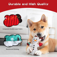 PELTEFLU Christmas dog toy reindeer squeaker promotes long-lasting chew sessions.