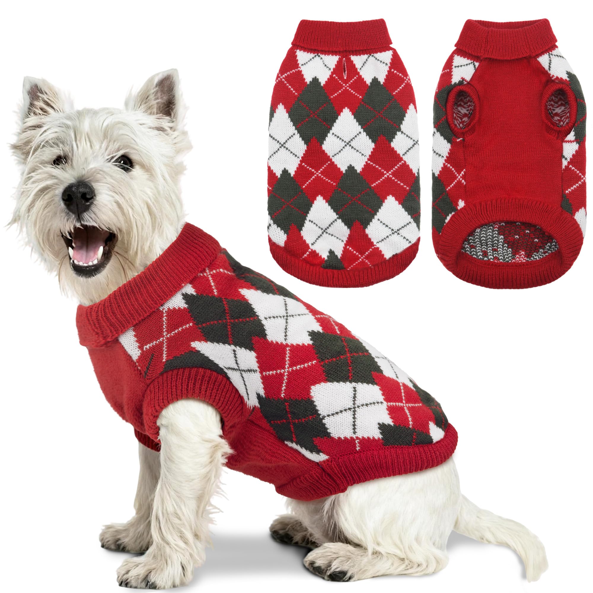 PELUKOA dog sweater red turtleneck pullover keeps small pets warm and stylish