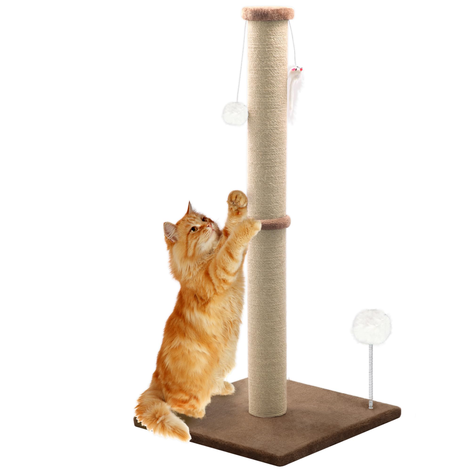 The PELUOMOZ 36-inch cat scratching post provides a full stretch for cats.